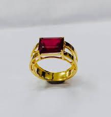 Square Red Garnet With Side Accent Ring